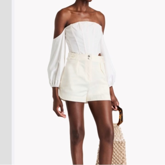 Derek Lam 10 Crosby High-Waisted Women's Shorts NWT Blanc de Blanc White - Picture 2 of 9